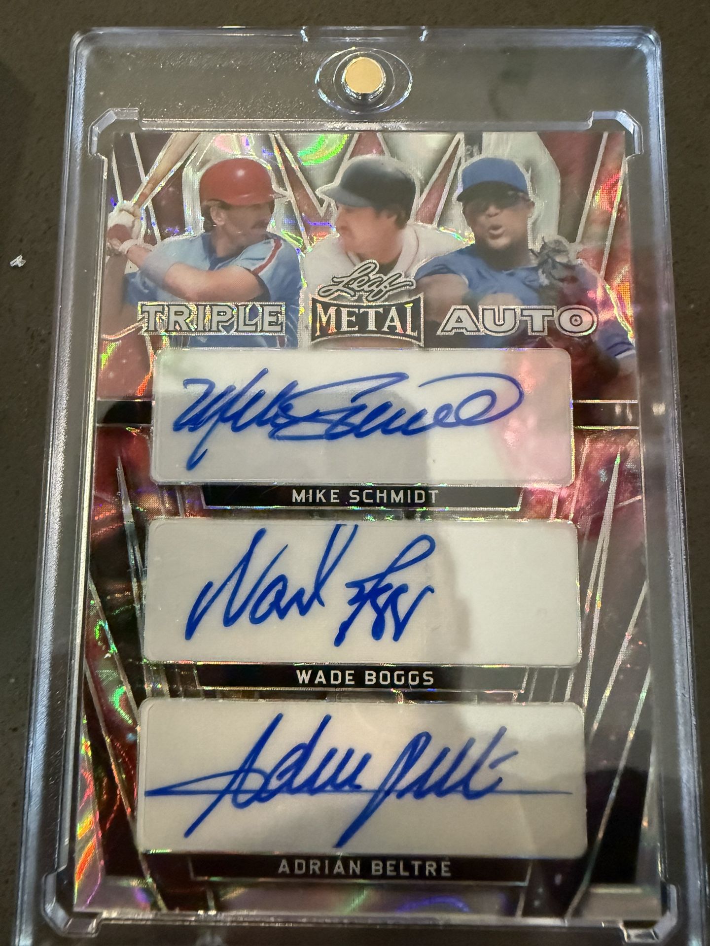 1/1 Triple Autographed baseball Card