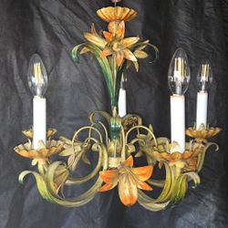 Italian Tole Chandelier 5 Lite