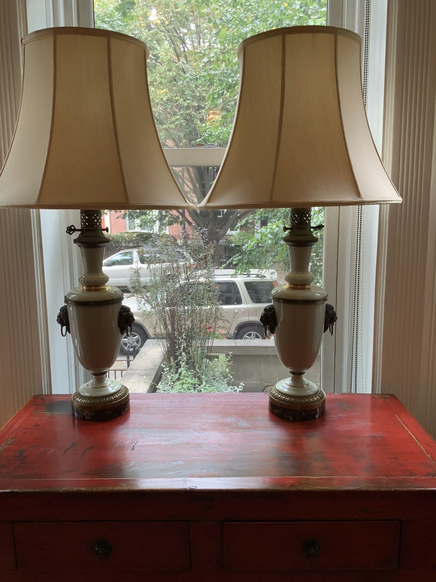 Price Drop - Antique Pair Of Celadon Porcelain Lamps