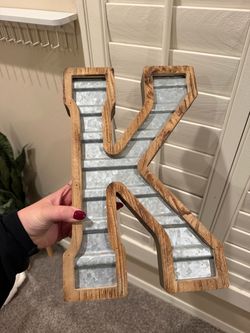 Decorative Letter K Wood and Galvanized Metal