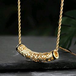 Hawaiian Style Carved Pendant With Chain