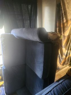Lovely blue couch - cat scratched