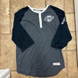 NHL Los Angeles Kings Mitchel & Ness 2XL Baseball Raglan Long Sleeve Shirt