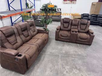 Free Delivery* Like New Dark Brown Sofa & Loveseat with Recliners!