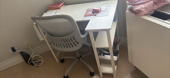 DESK + CHAIR + STORAGE DRAWERS