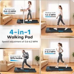 Walking Pad, FOUSAE 6.2MPH Under Desk Walking Pad with 10% Incline, Treadmills for Home with Double Frame, 2.75HP Brushless Drive Treadmill, 12 HIIT P