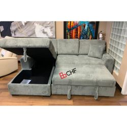 Living Room Sectional  Sofa With Storage Chaise And Pull Out Bed 