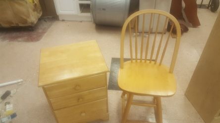 night stand and swivel chair