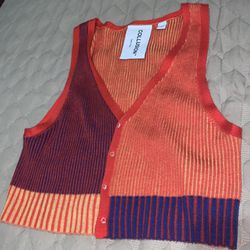 Collusion Color Block Cropped Sweater Vest / Cardigan 