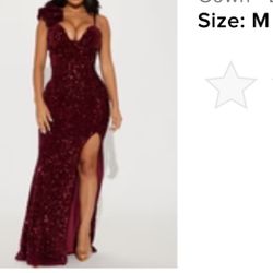 Burgundy Velvet Sequin Dress