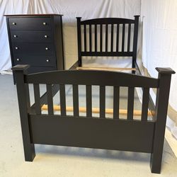 Newly refinished twin bed and dresser