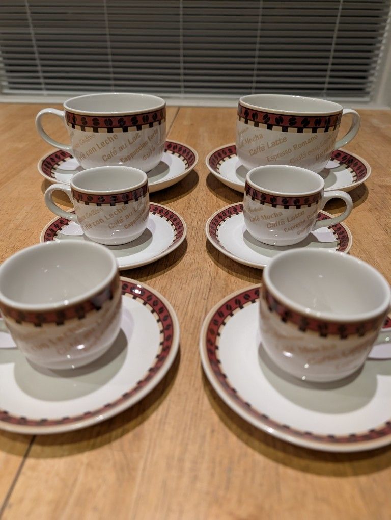 Crown Stoneware Cups and Saucers