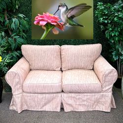 Free Delivery Used Light Pink/Cream Slipcover Loveseat