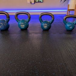 Set - 4 blue Kettlebells ( 10lbs. 15lbs, 20lbs, 25lbs)
