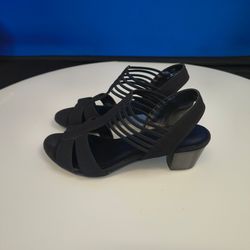 Pesaro Black Leanne Strappy Heeled Sandal (Size 10)