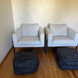 Matching Arm Chairs & Ottomans 