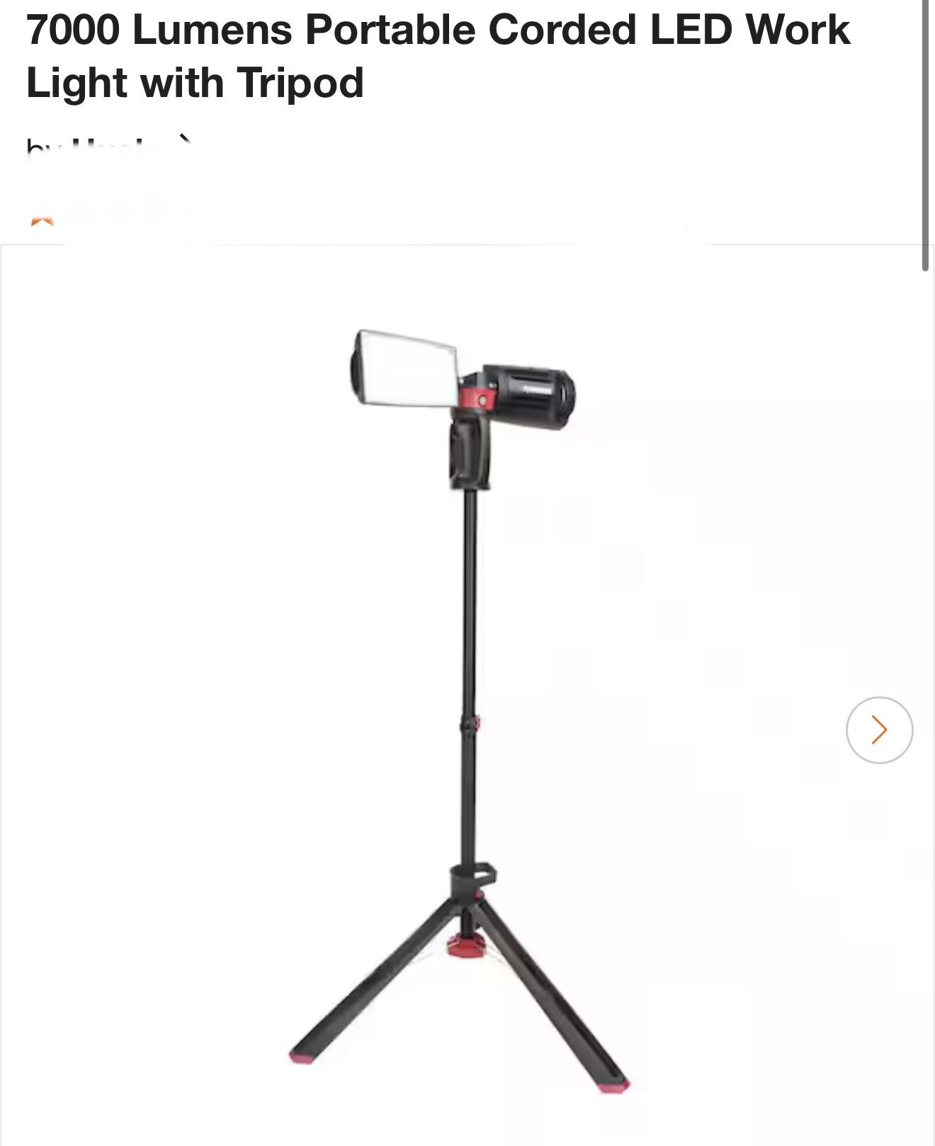 7000 Lumens Portable Corded LED Work Light with Tripod