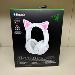 Razer Kraken Kitty V2 BT Wireless Gaming Headset White RGB Cat Ear Brand New