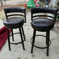 Brown Swivel Barstool Set (2)