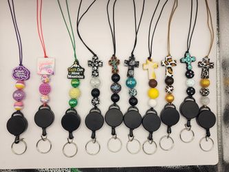 ✝️ RELIGIOUS-THEMED Snap Away Beaded Retractable LANYARDS ✝️
 (PICK UP ONLY NE 93306)
