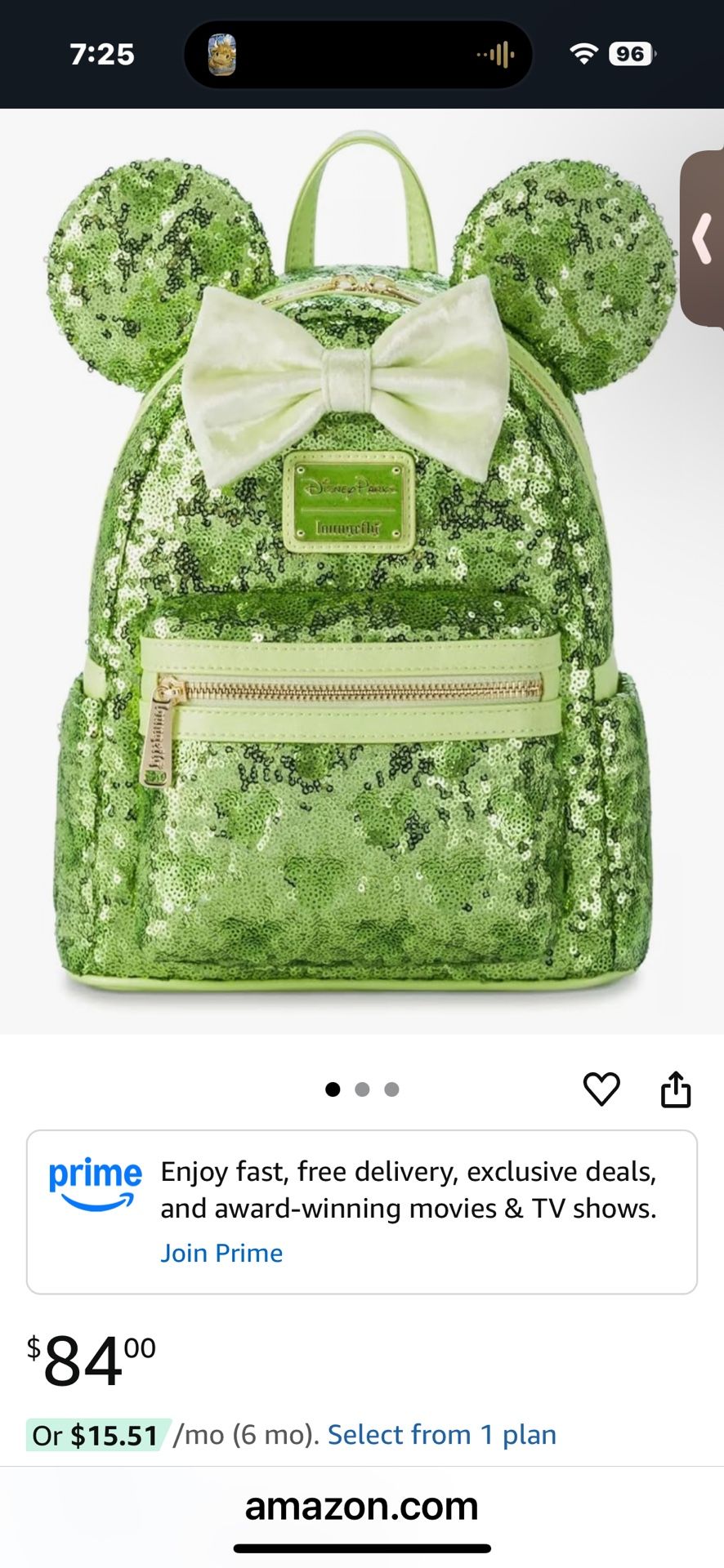  Brand New Never Opened Green Sequin “ Tinkerbell” Loungefly. 60 Plus Shipping 