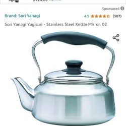 Sori Yanagi Stainless Steel Kettle, 0.6 Gal (2.5 L), Induction Compatible, Mirror