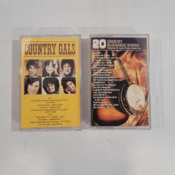 Lot of 2 Cassette Tapes ~ Country Gals & 20 Country Bluegrass Hymns
