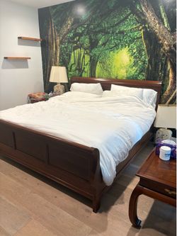 Cherry Wood Sleigh Bed Frame and Matress!