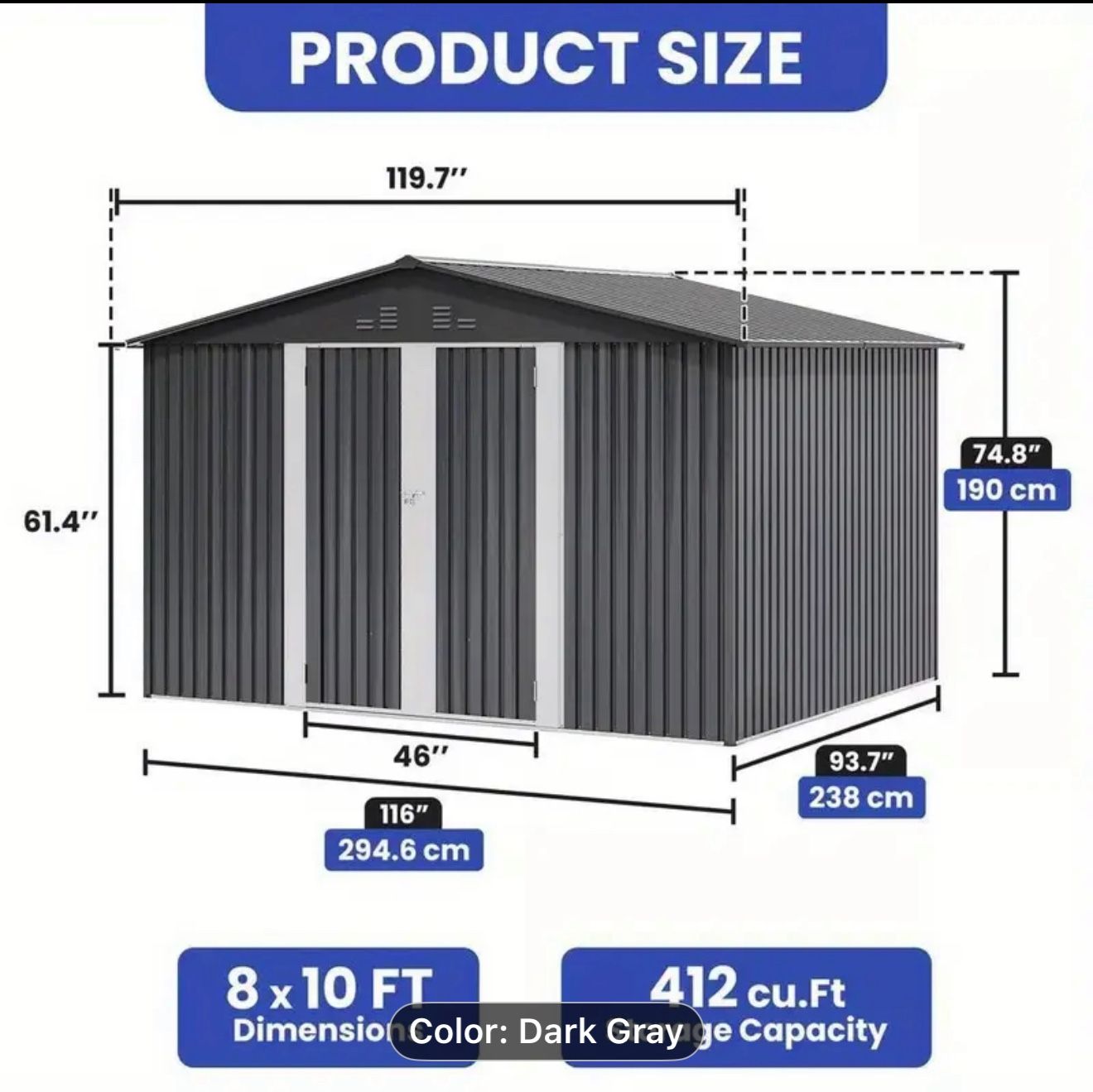 10x8 shed dark grey