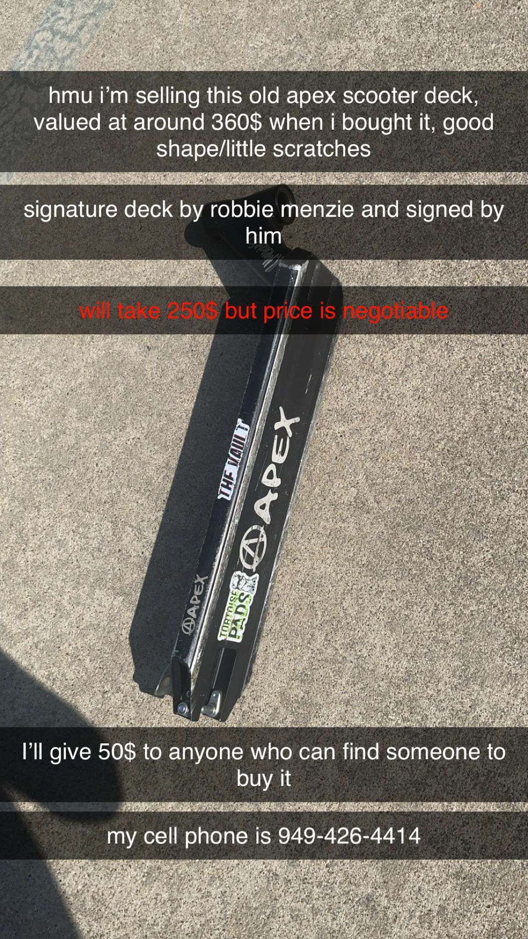 Apex Robbie Menzie Signature Pro Scooter Deck