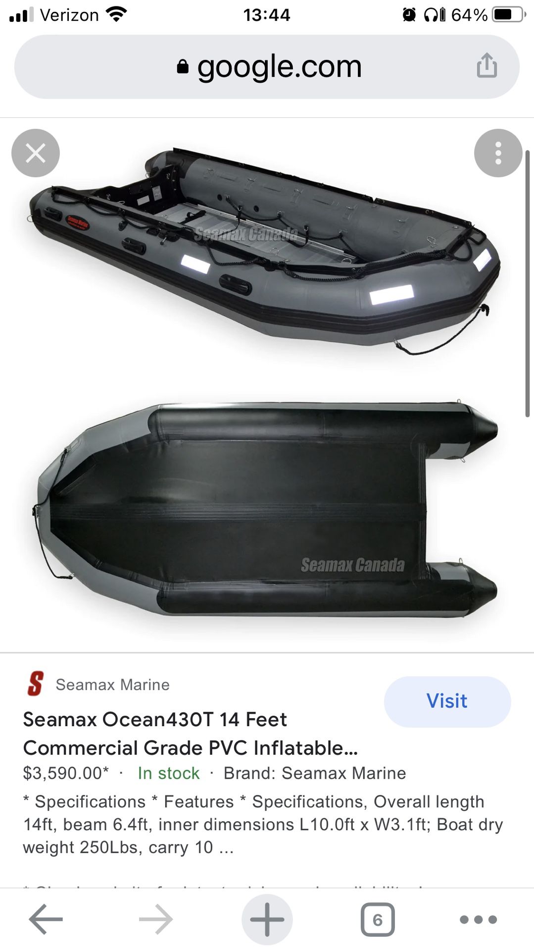 Used SeaMax 430 14ft Inflatable Boat