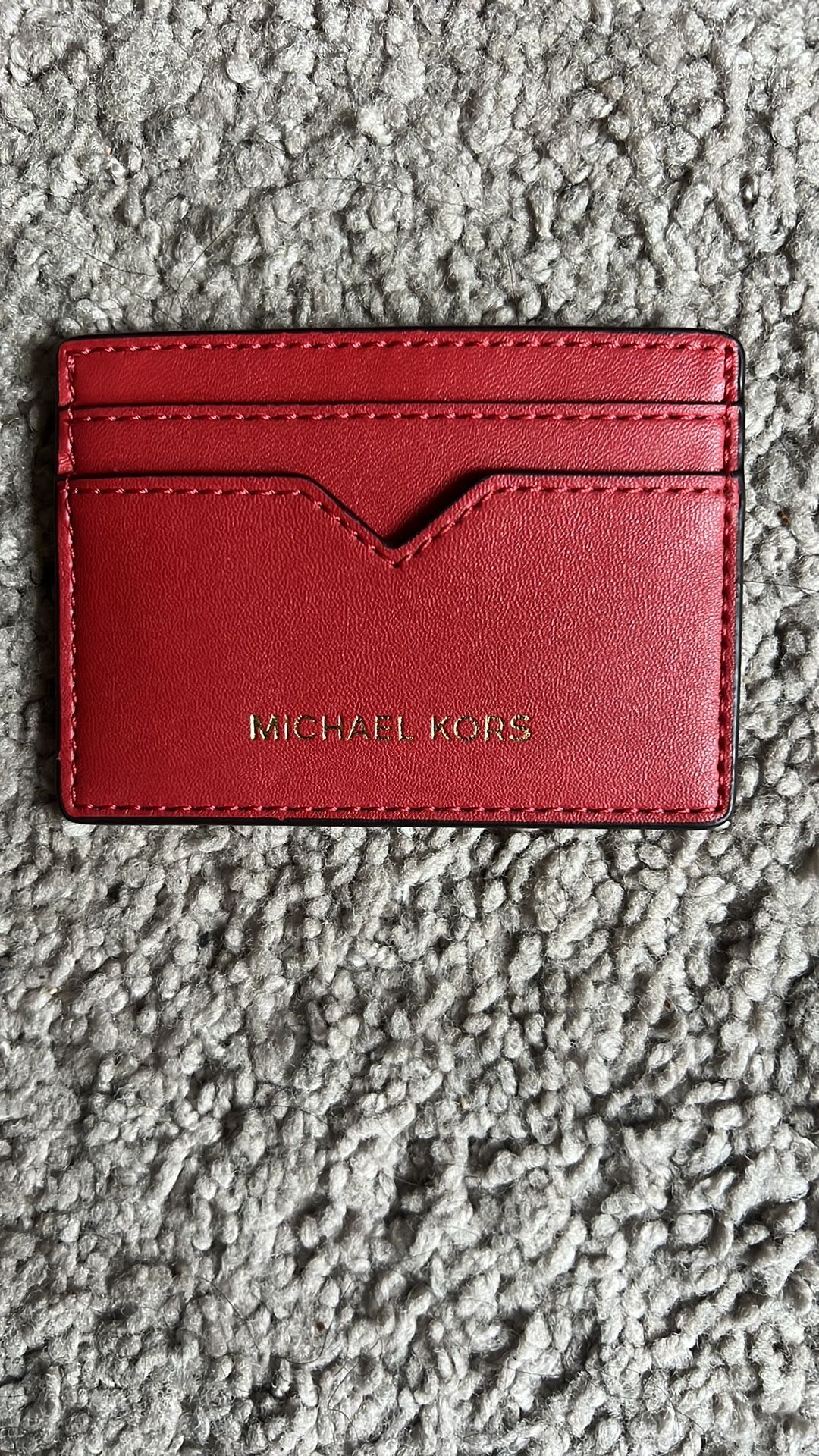 Michael Kors Red Leather Key Card Holder Sleek Design