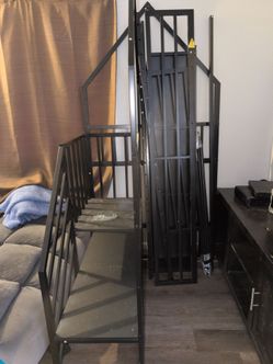 Bunk Bed with Metal frame. Slide + Stairs + Storage cube space