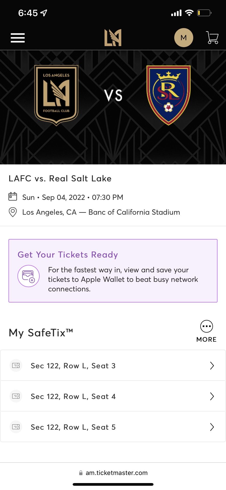 LAFC Soccer Tickets 9/4 7pm
