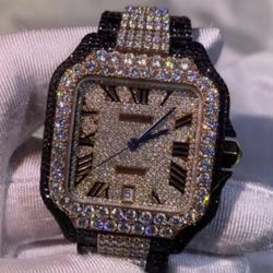 Luxury VVS Moissanite Watch Diamond Black and White Color Pave Setting Stainless Steel Custom Quartz Watches for Men ❗️Shipping Available Free❗️
