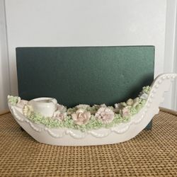 Ceramic Romantic White Boat Candle Holder