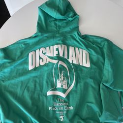 Disneyland Anaheim Varsity Green Mickey Mouse Zip Up Green Hoodie 2XL