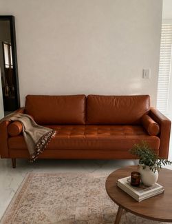 SALE!!! All Modern Leather Mid Century Sofa