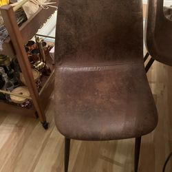Distressed Leather Dining Chairs | Brown | Set Of 4