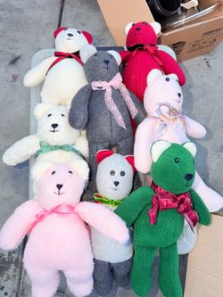 Lot of 8 Handmade Plush Teddy Bears 14’ & a 16’ bear (1)