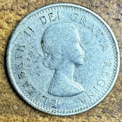 1963 Canada Silver 10 Cents Bluenose Sailboat