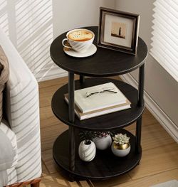 Round 3 tier side table, black