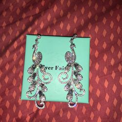 Peacock Faux Diamond Earrings