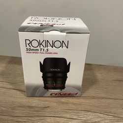 Rokinon 50MM T1.5 Lens For Nikon Camera