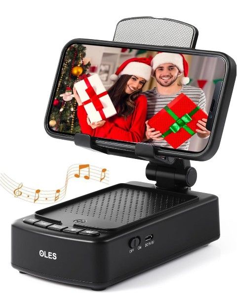 Mobile Phone Stand with Bluetooth for Him Dad Women Who Want Nothing, Adjustable Tablet Holder with Wireless Speaker, Tech Gadgets for Table Desk, Uni