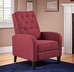 Assembled New Mid-Century Modern Button Tufted Fabric Upholstered Push-back Recliner Chair