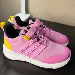 Adidas x LEGO Cloudfoam Kids Shoes Size 3 - Pink/Yellow - Excellent Condition