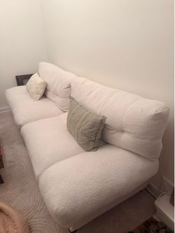 white boucle couch