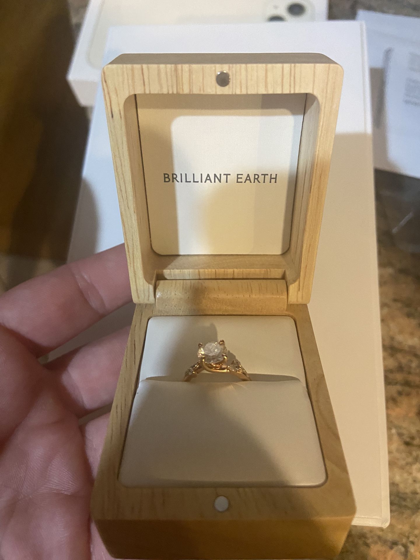 7mm Super Premium Round Moissanite With 14K Rose Gold Camelia Lab Diamond Ring