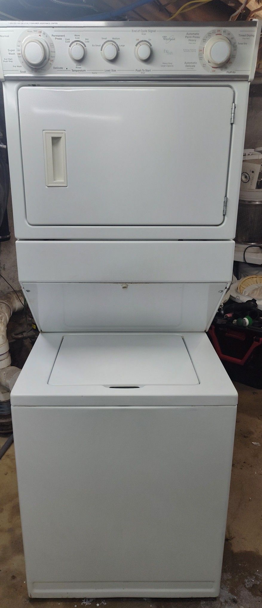 WHIRLPOOL 27" WIDE STACKED LAUNDRY CENTER